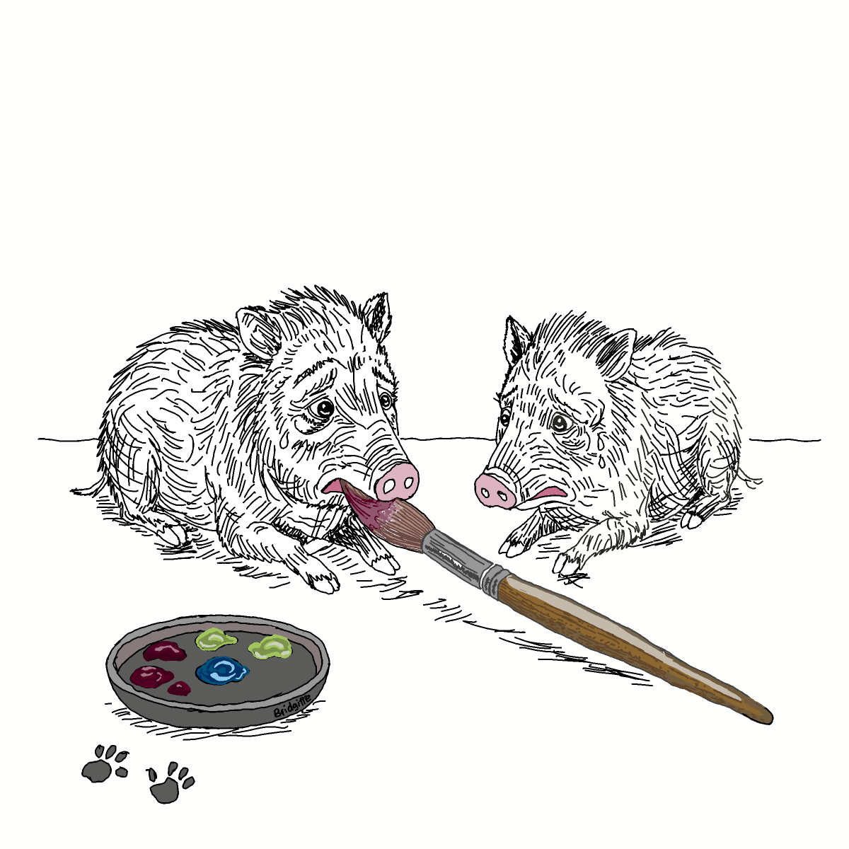 Paintbrush drawing by Bridgitte