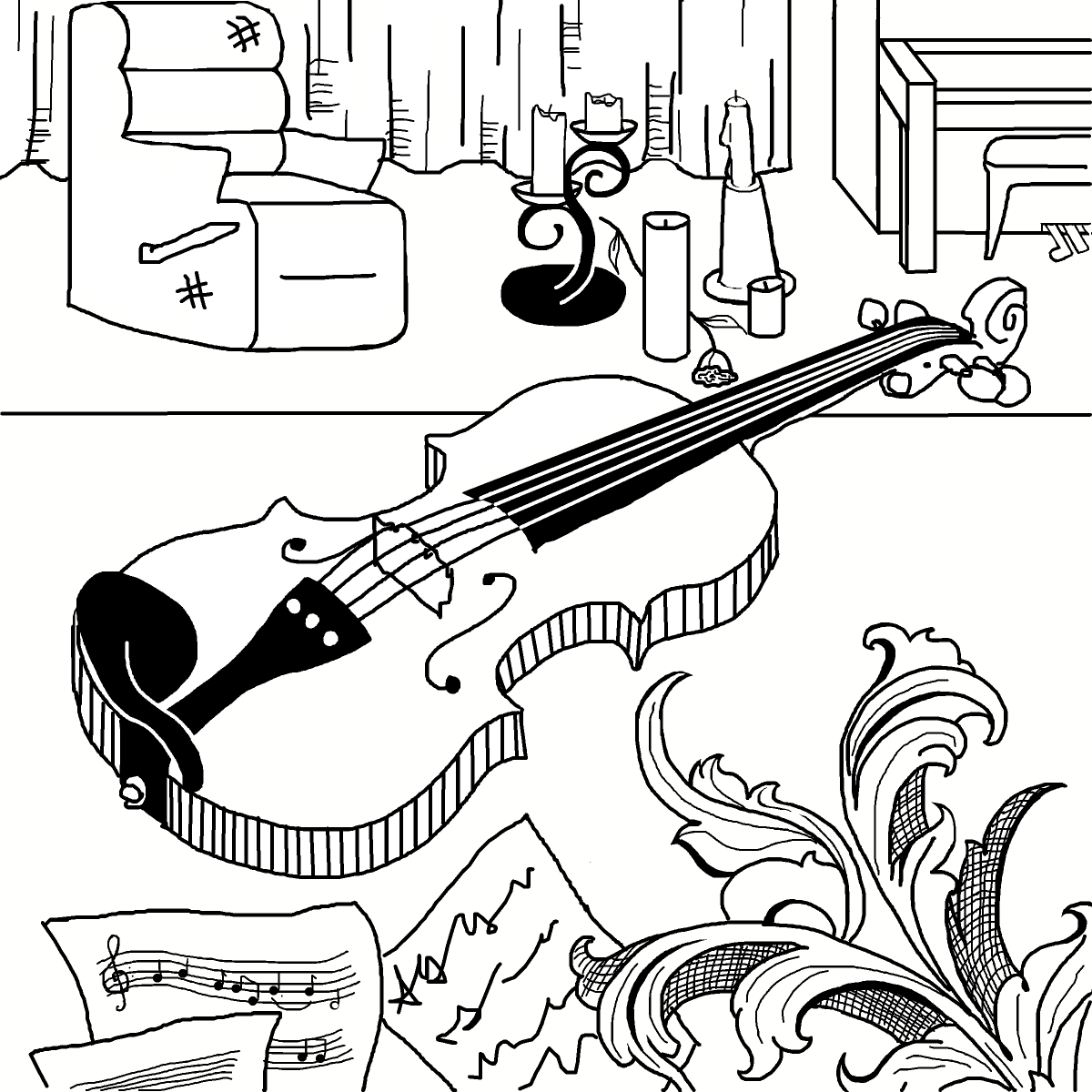 Violin drawing by firecracker
