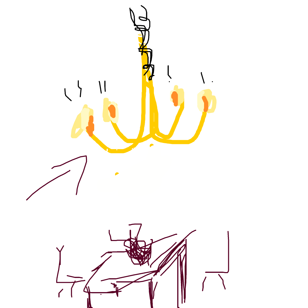 Chandelier drawing by fire-quick-wheel