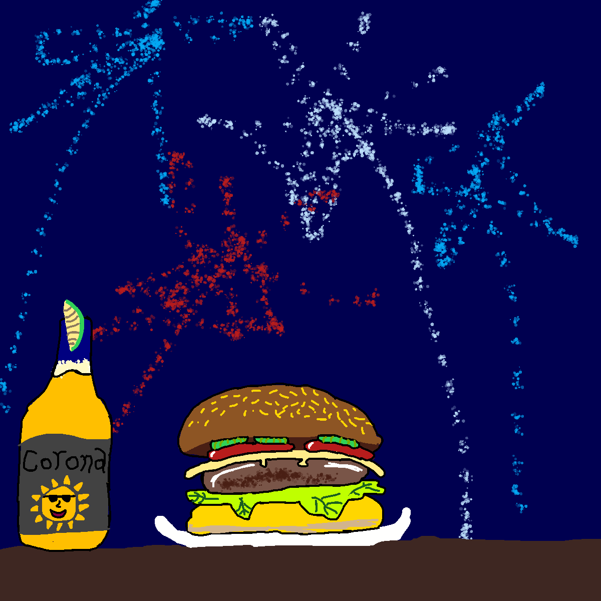 Hamburger drawing by pancakes palette