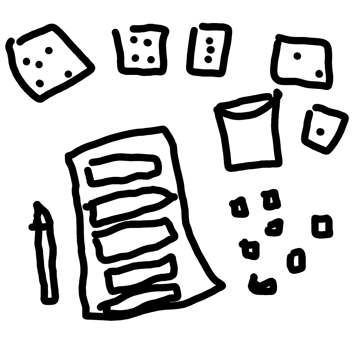 Yahtzee drawing by Tessie