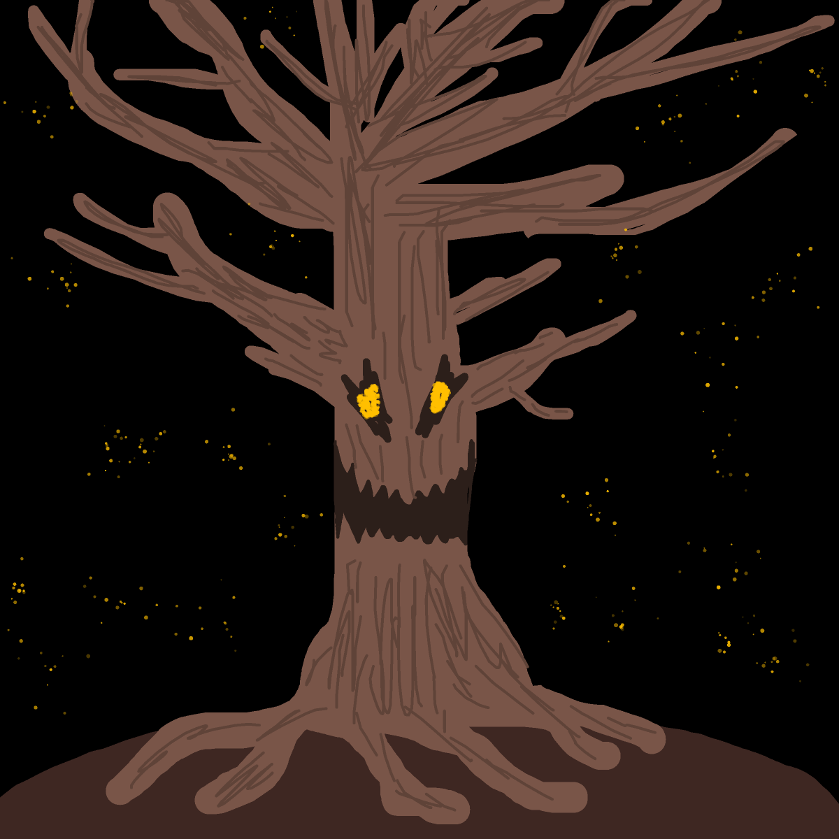 Spooky Tree drawing by a mystery artist
