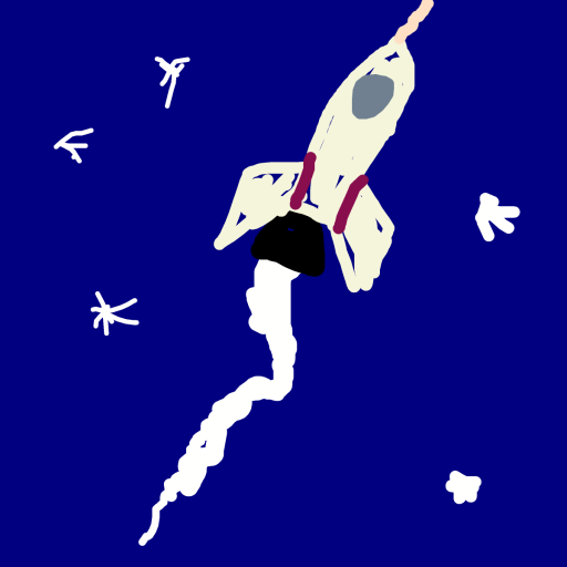 Rocket drawing by paint-brush