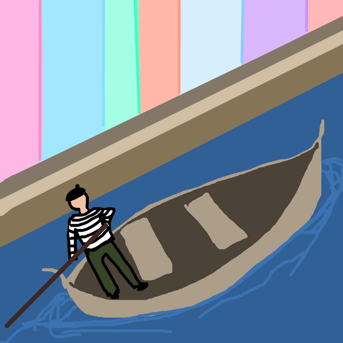 Gondola drawing by coral-clay-loop