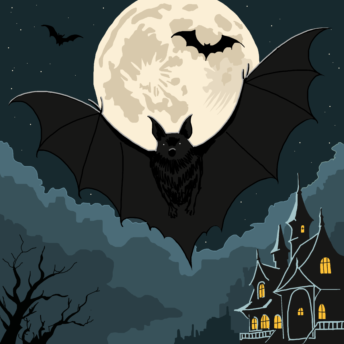 Bat drawing by firecracker