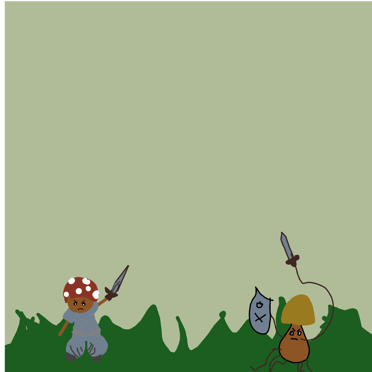 Mushroom War drawing by Placebo