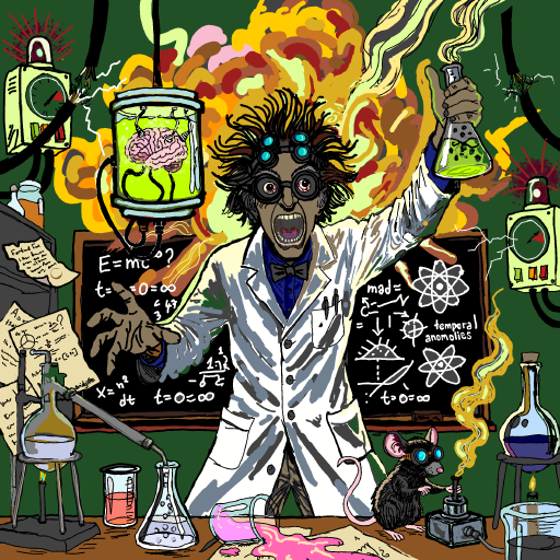 Mad Scientist drawing by Bridgitte