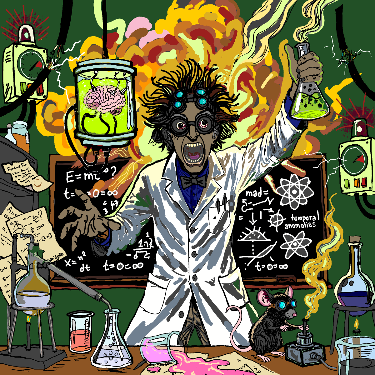 Mad Scientist drawing by Bridgitte