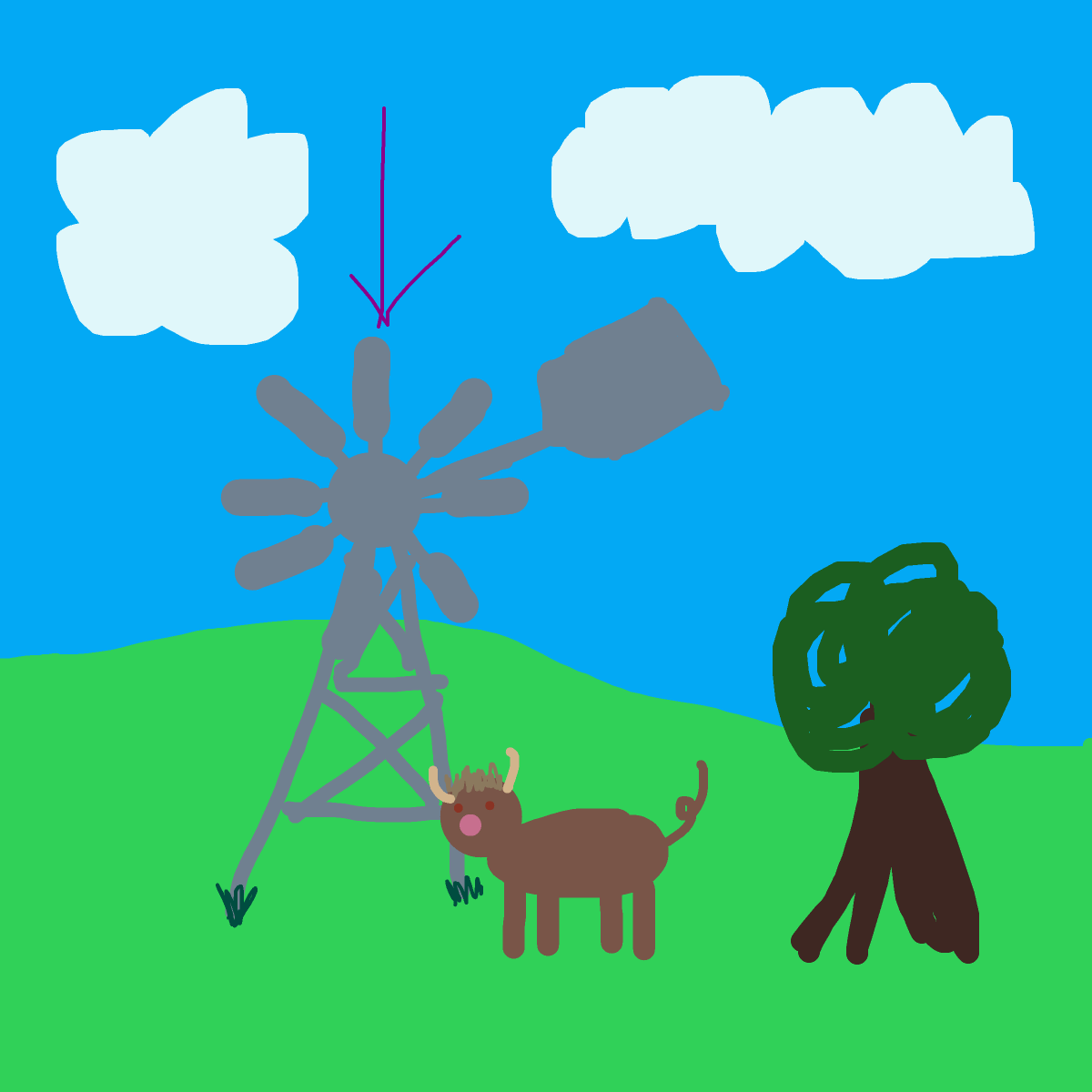 Windmill drawing by cyan-star-wave