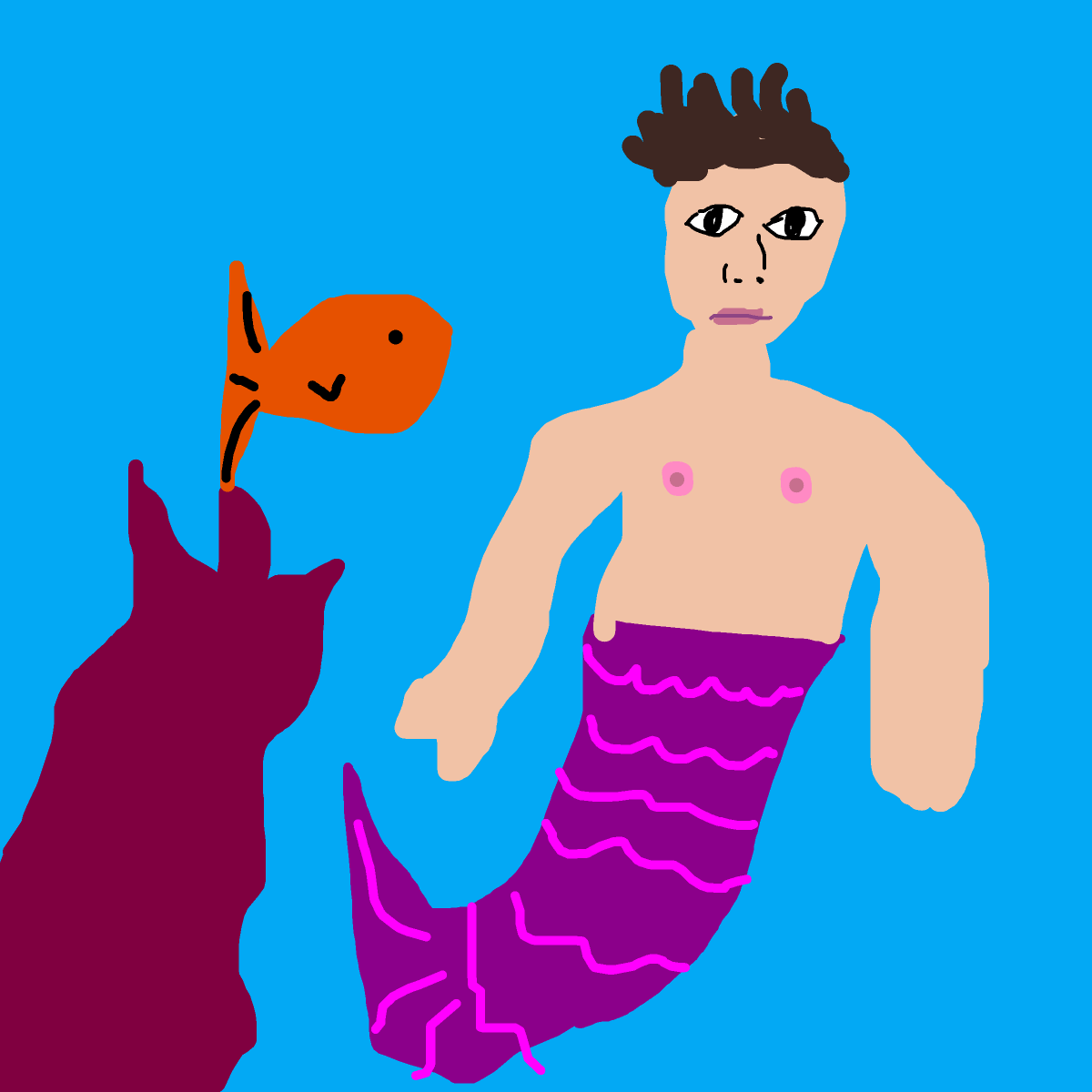 Mermaid Man drawing by flat-pure-drawer