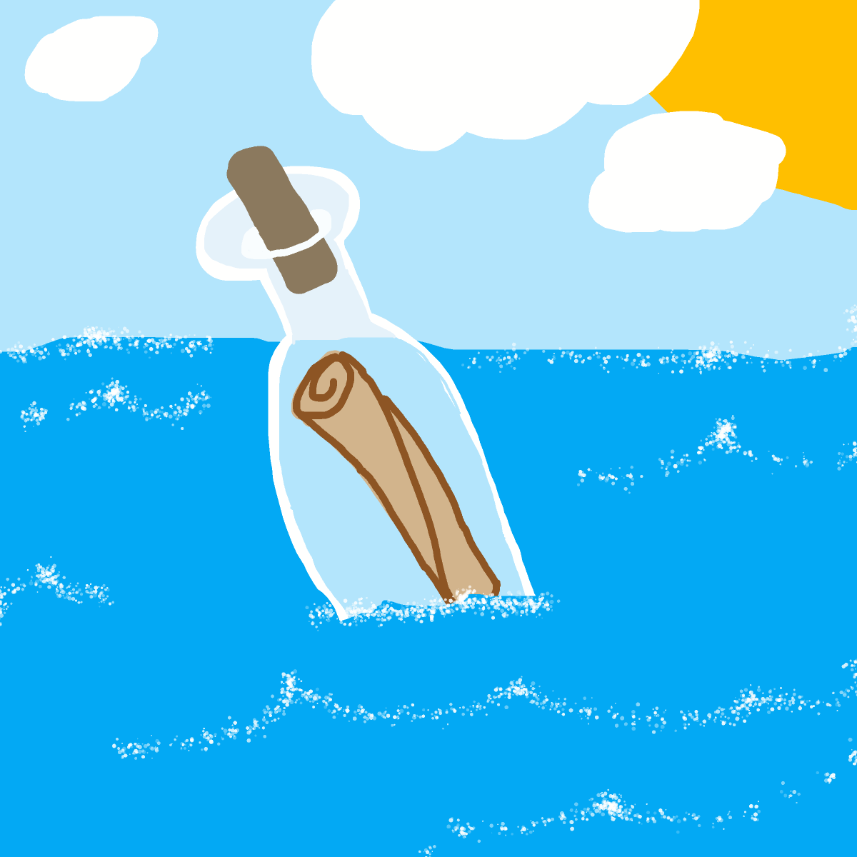 Message in a Bottle drawing by jashezilla