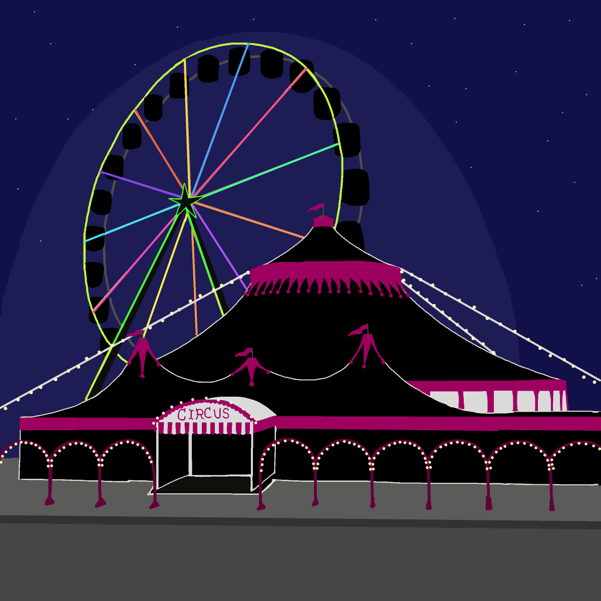 Circus drawing by firecracker
