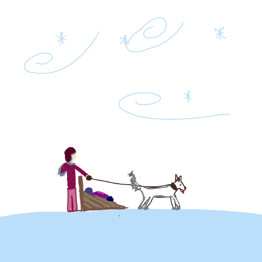 Dogsled drawing by the garden goddess