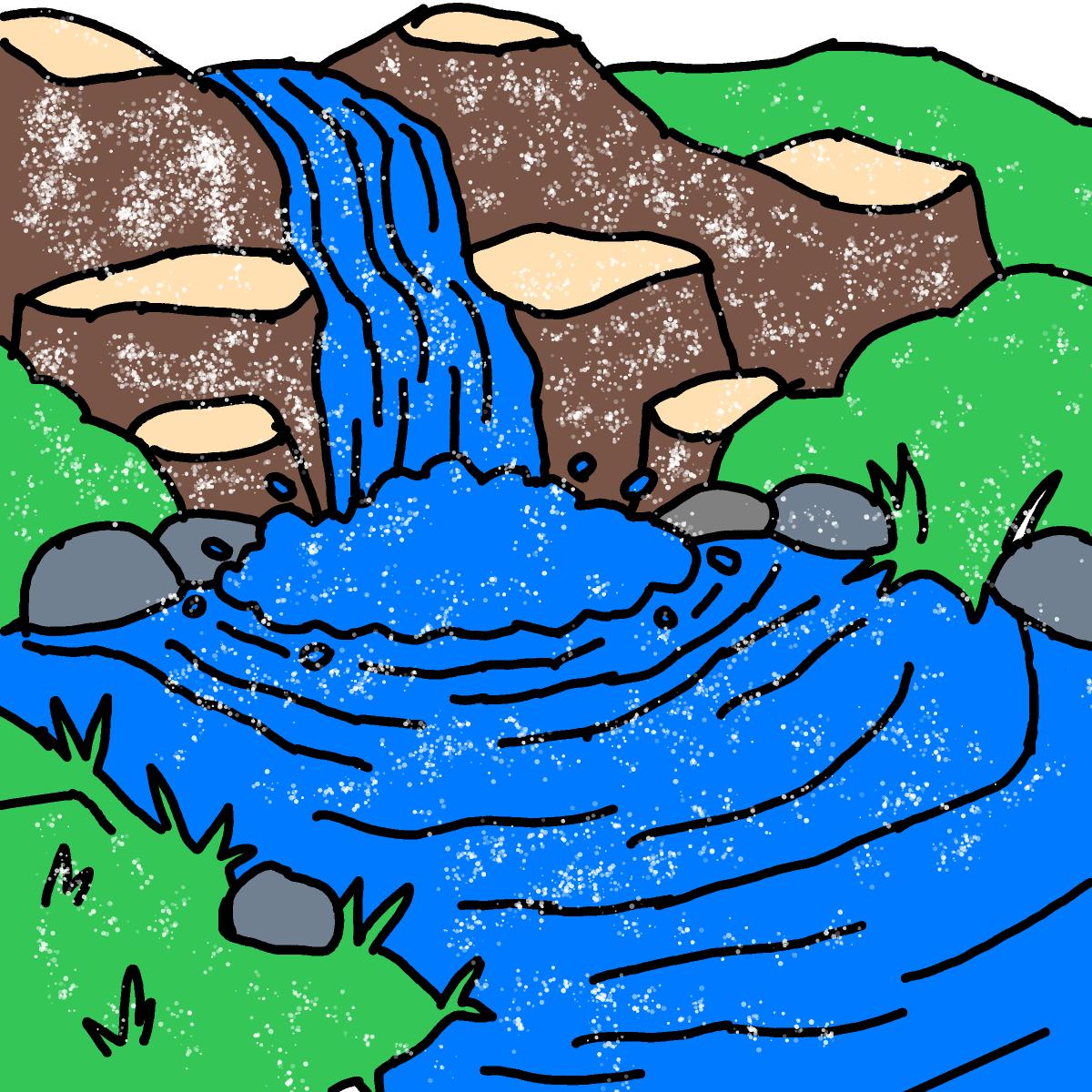 Waterfall drawing by true-wide-bard