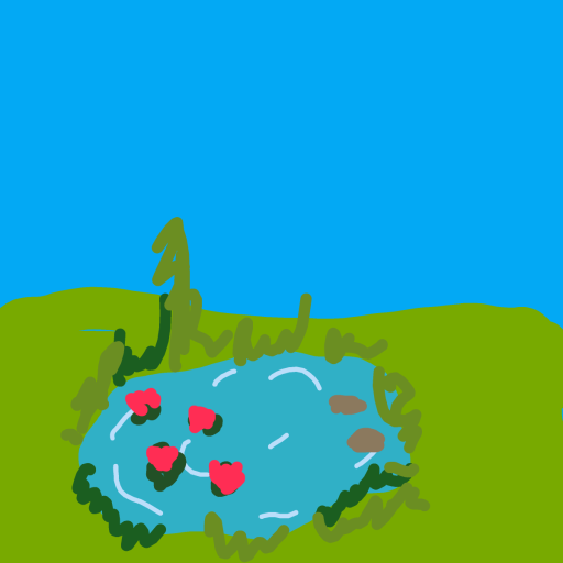 Pond drawing by solid-plus-peak
