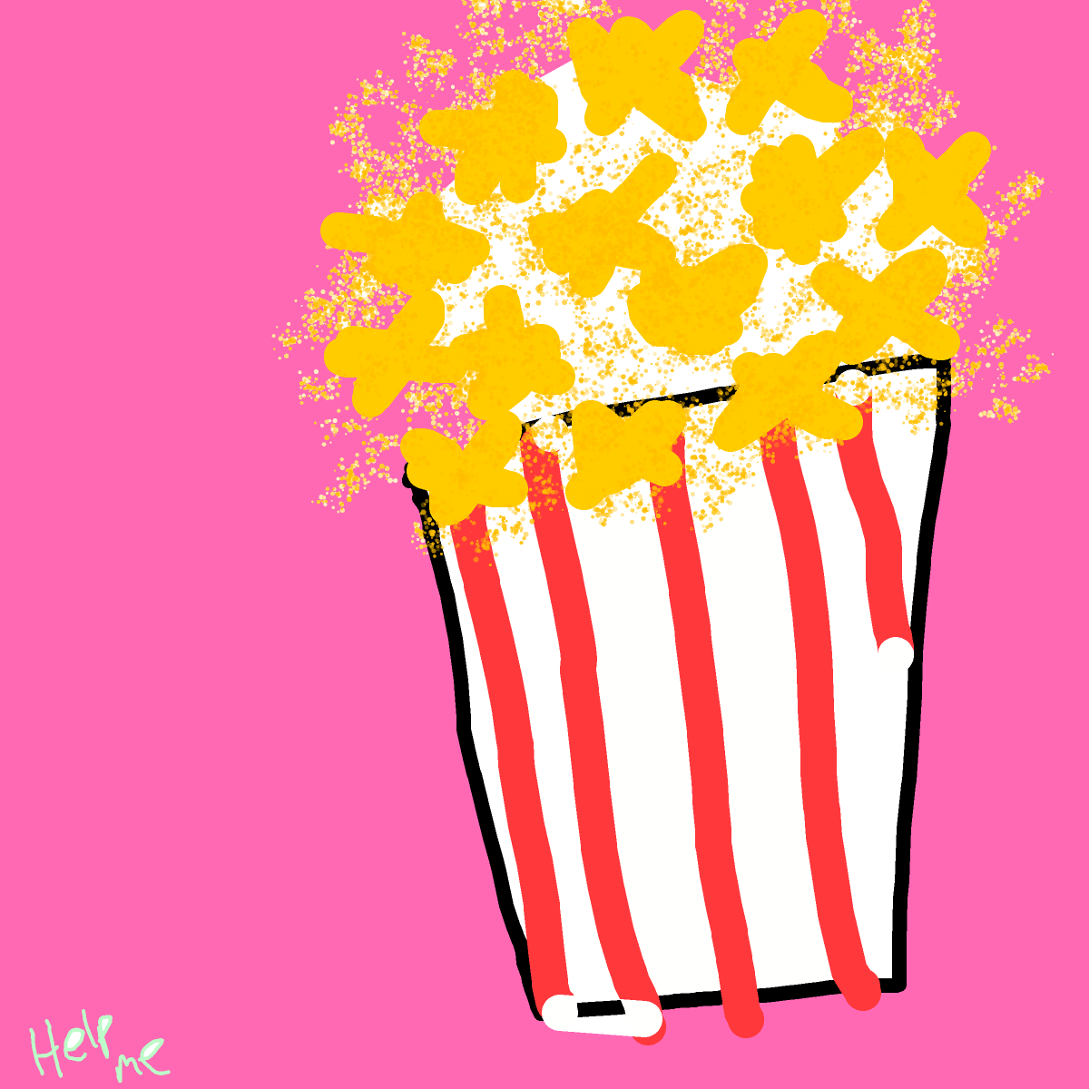 Popcorn drawing by red-ink-mind