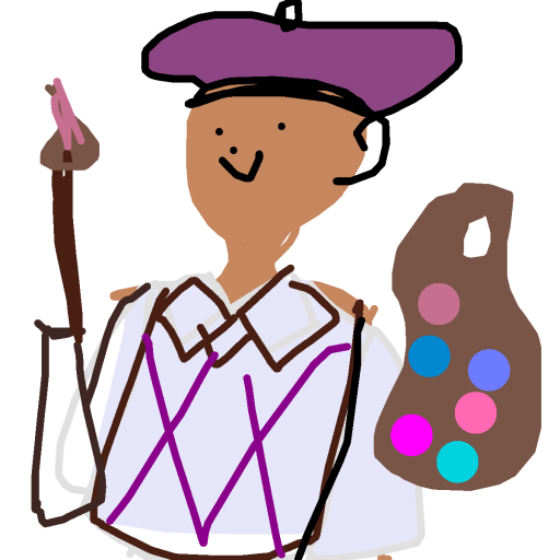 Painter drawing by hen