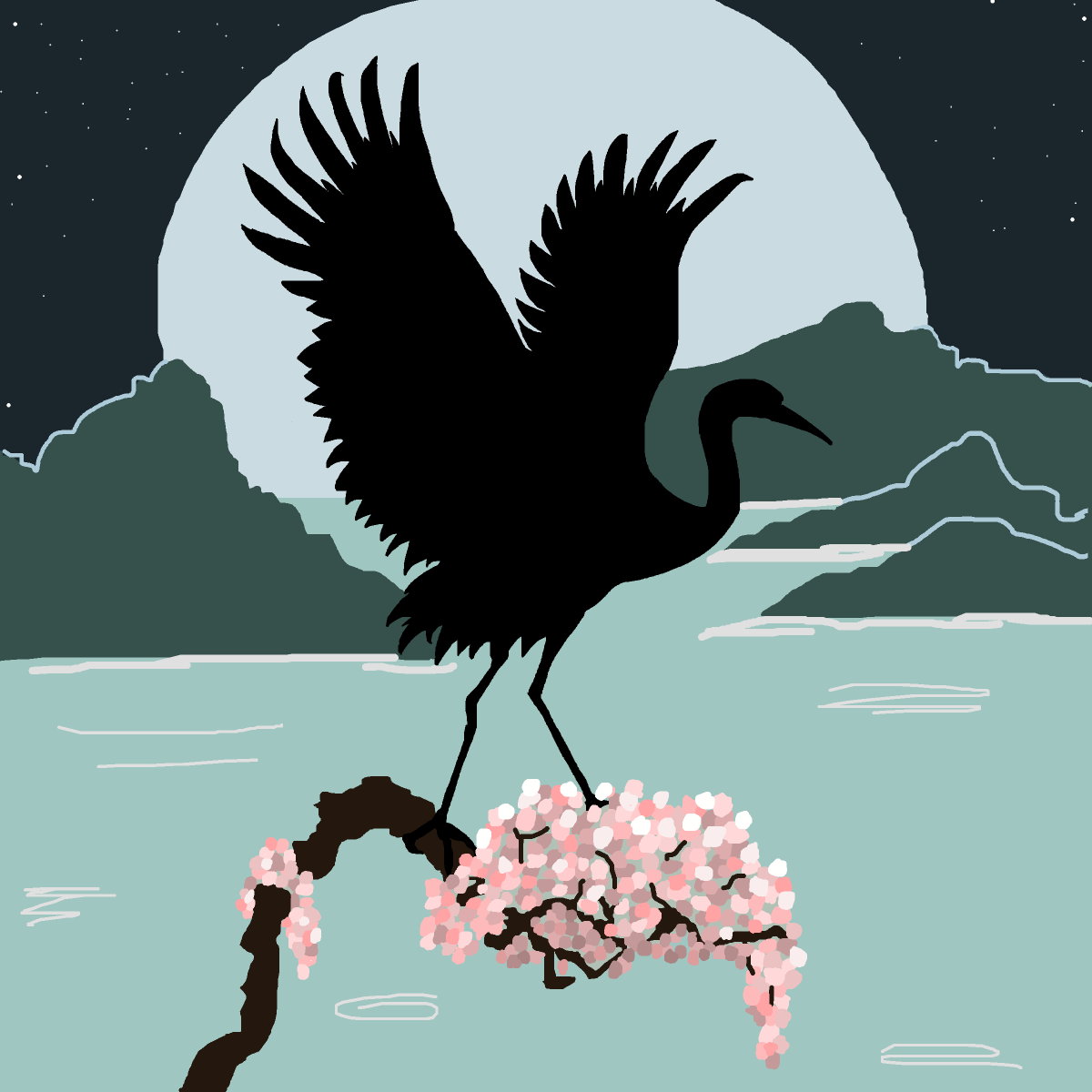 Crane drawing by firecracker
