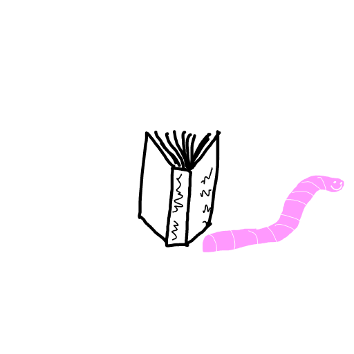 Bookworm drawing by Mr Doodles