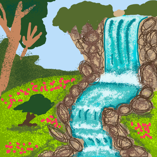 Waterfall drawing by foster