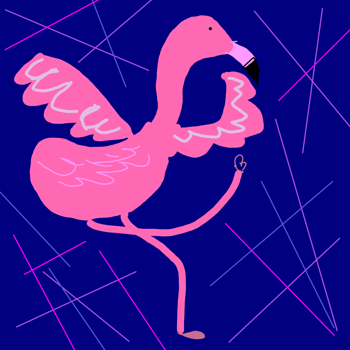 Dancing Flamingo drawing by omega-coral-shape