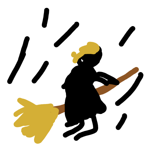 Broomstick drawing by Dyllie