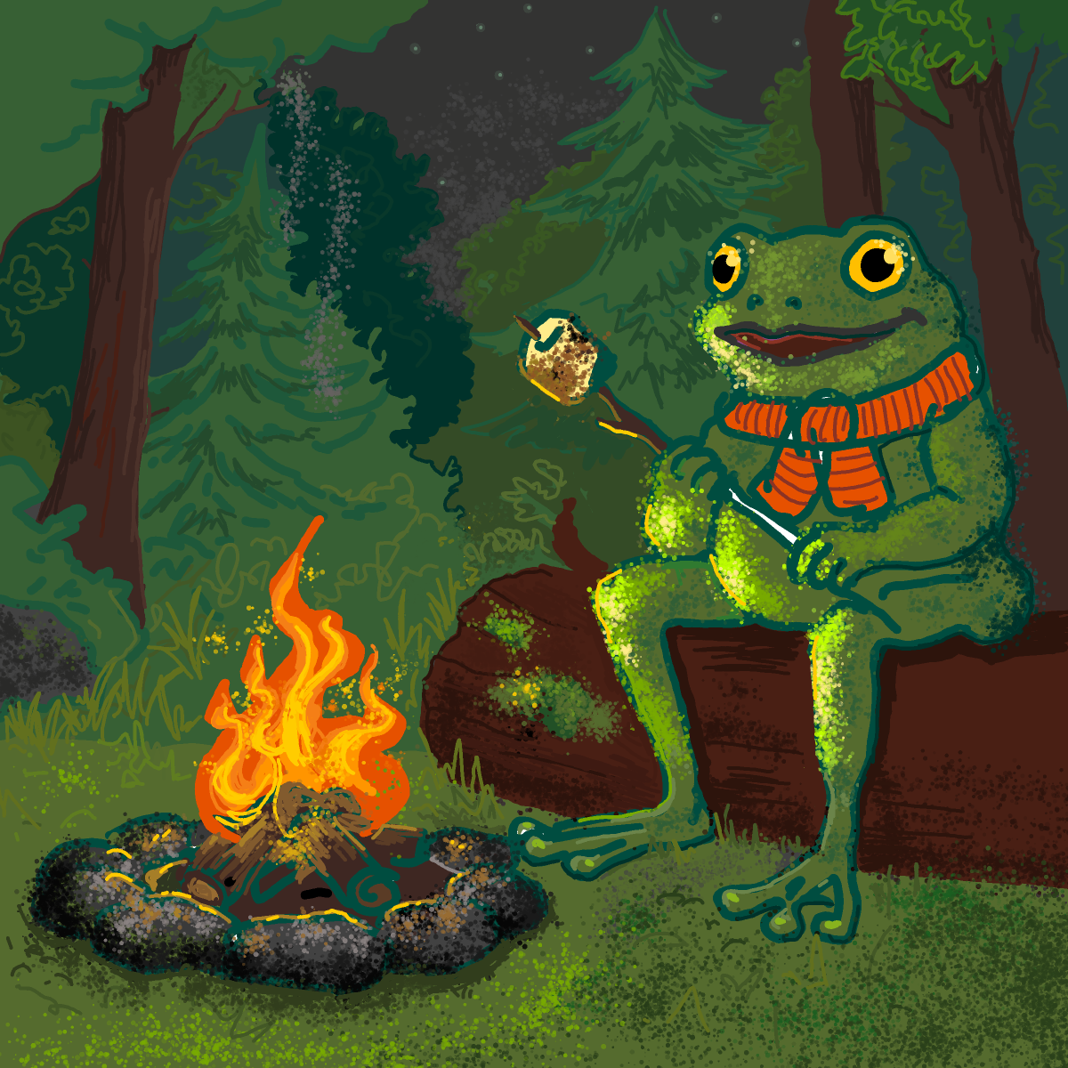 Campfire drawing by Soybean