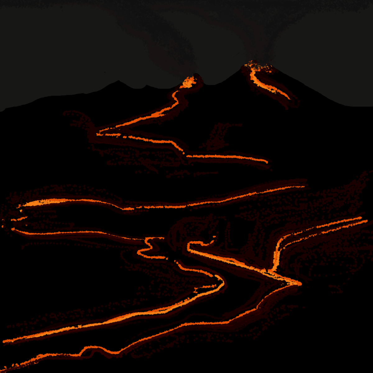 Volcano drawing by firecracker