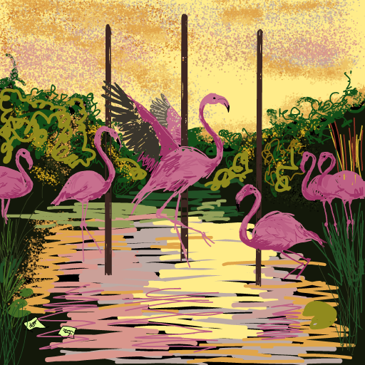 Dancing Flamingo drawing by Soybean