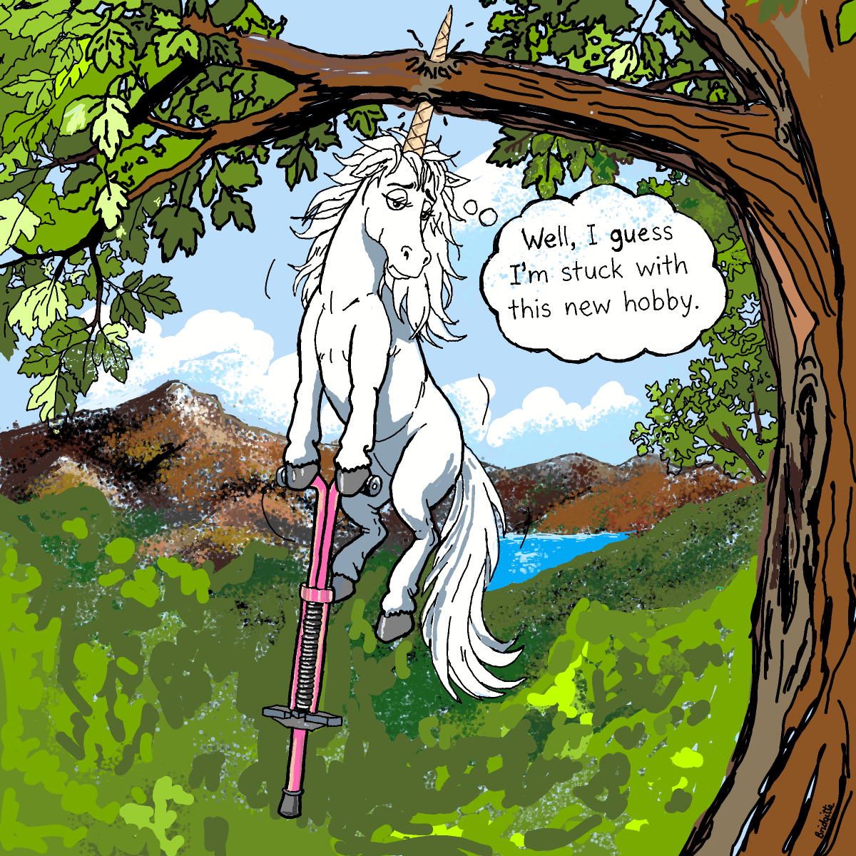 Pogo Stick drawing by Bridgitte