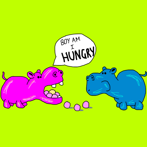 Hungry Hungry Hippos drawing by monthra